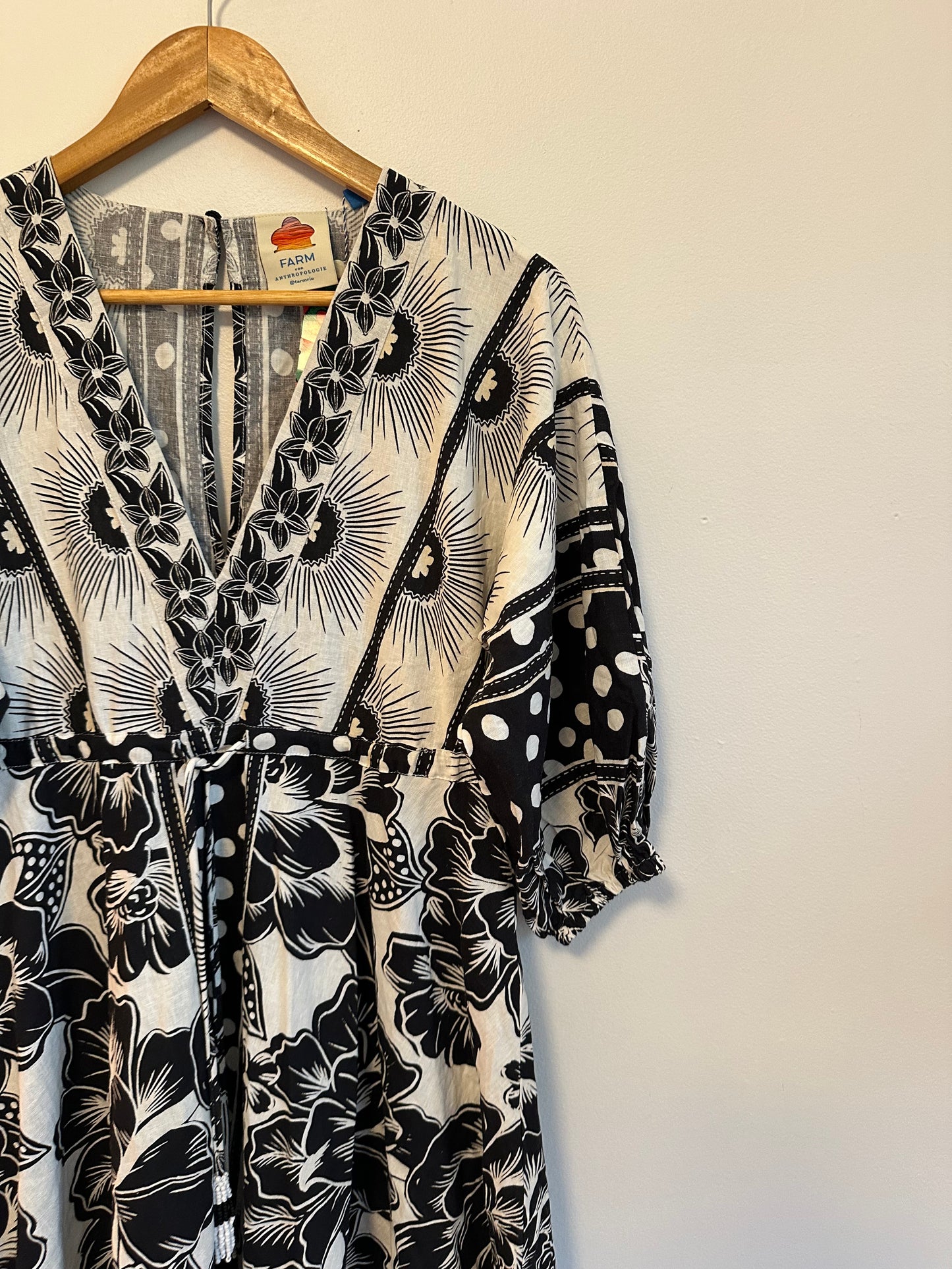 NWT Farm Rio x Anthropologie Puff-Sleeve Mini Dress | Size XS Petite