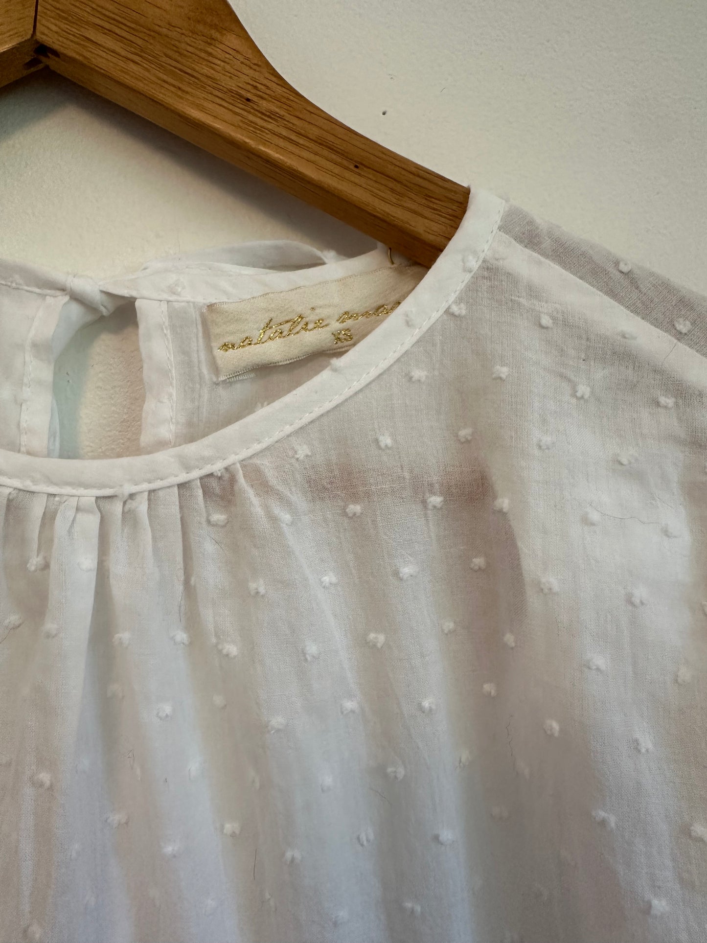 NWT Natalie Martin Kio Top in White Swiss Dot Cotton | Size XS