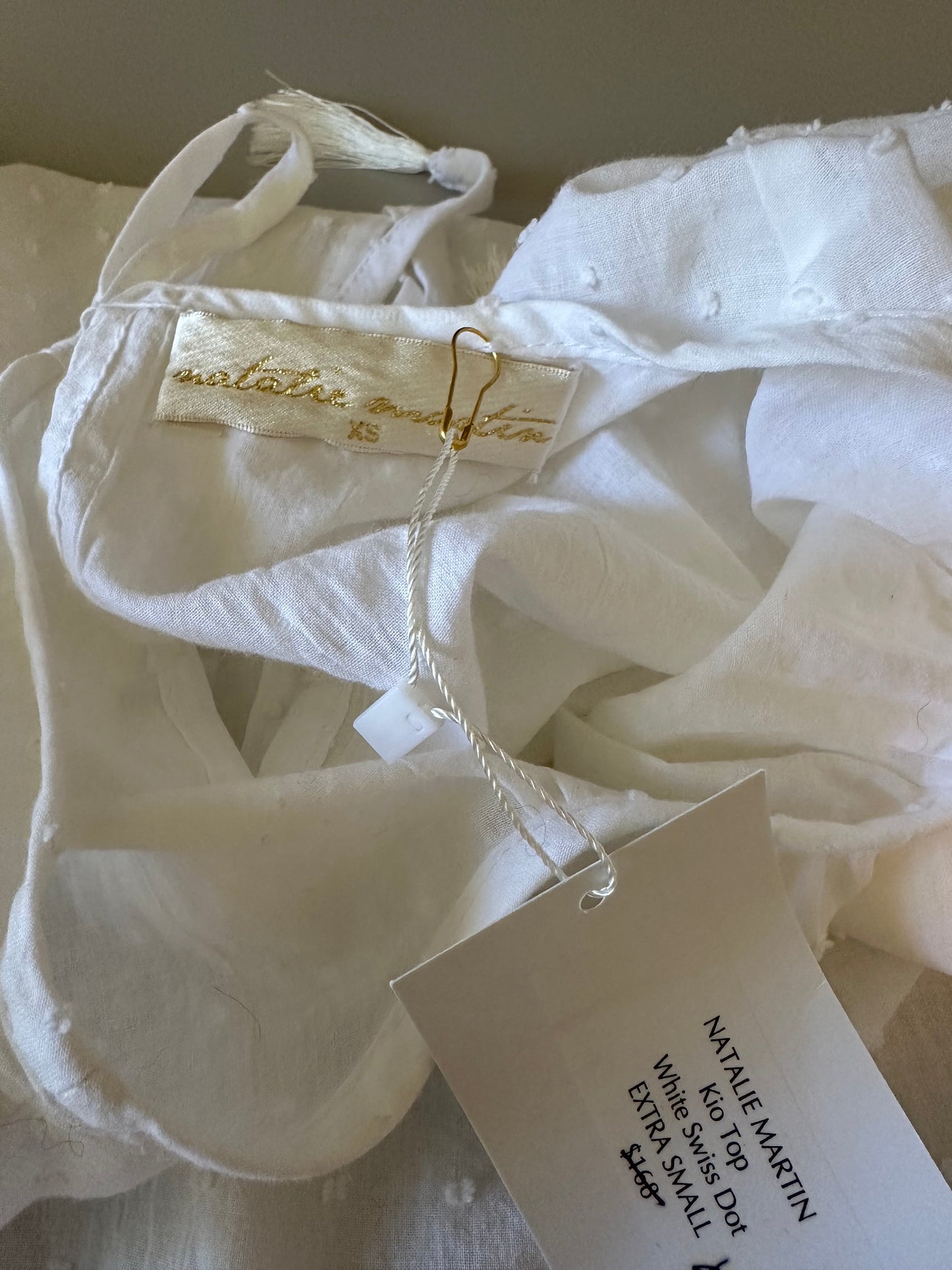 NWT Natalie Martin Kio Top in White Swiss Dot Cotton | Size XS