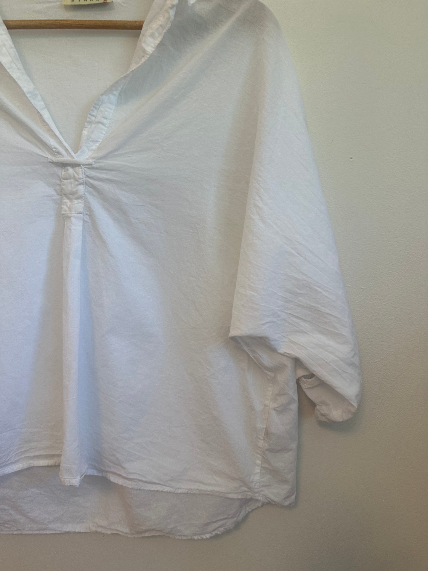 Stark X White Cotton Poplin Popover Top | Size XS