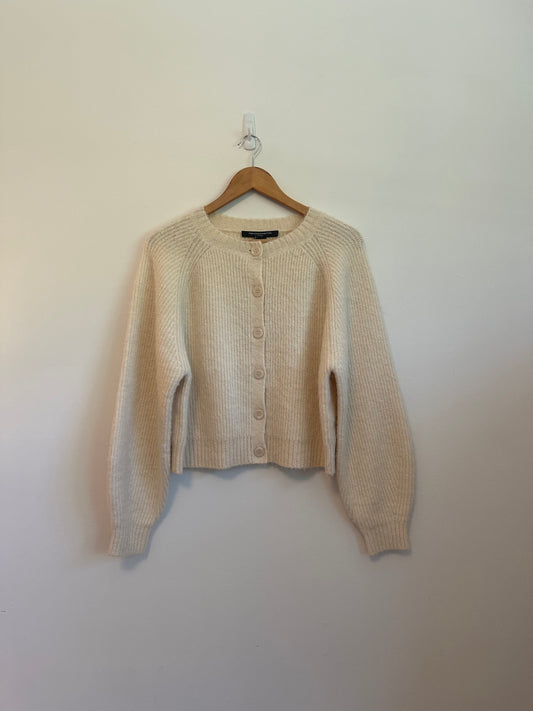 NWT French Connection Fluffy Knit Cardigan in Classic Cream | Size XS