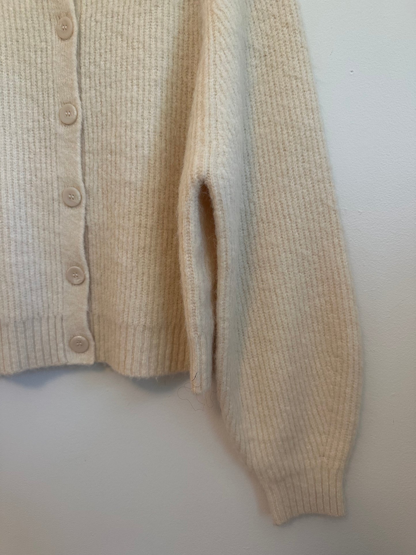 NWT French Connection Fluffy Knit Cardigan in Classic Cream | Size XS