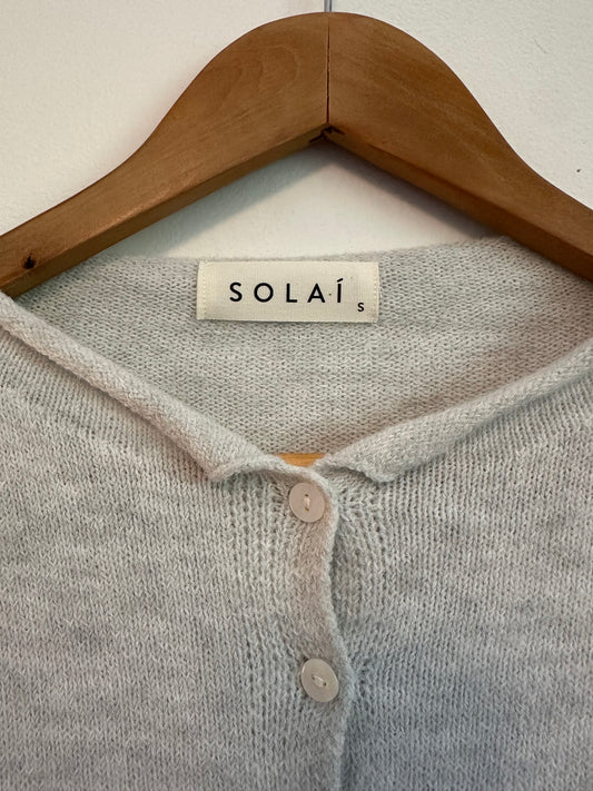 Solai Free Falling Button Cardigan in Light Gray | Size Small
