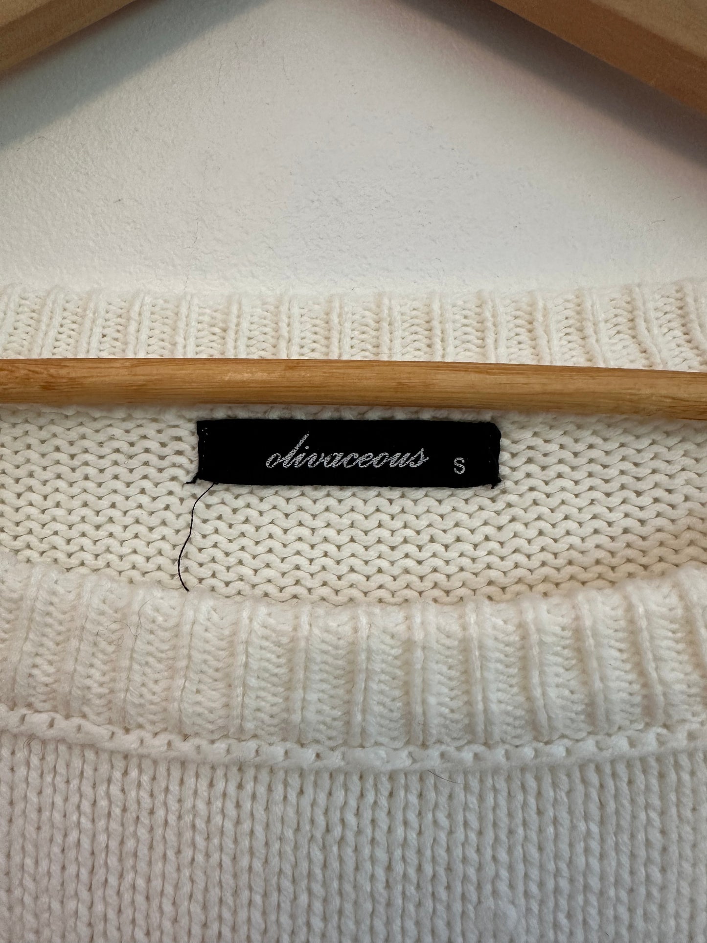 Olivaceous Cropped Cotton Cream Sweater | Size Small