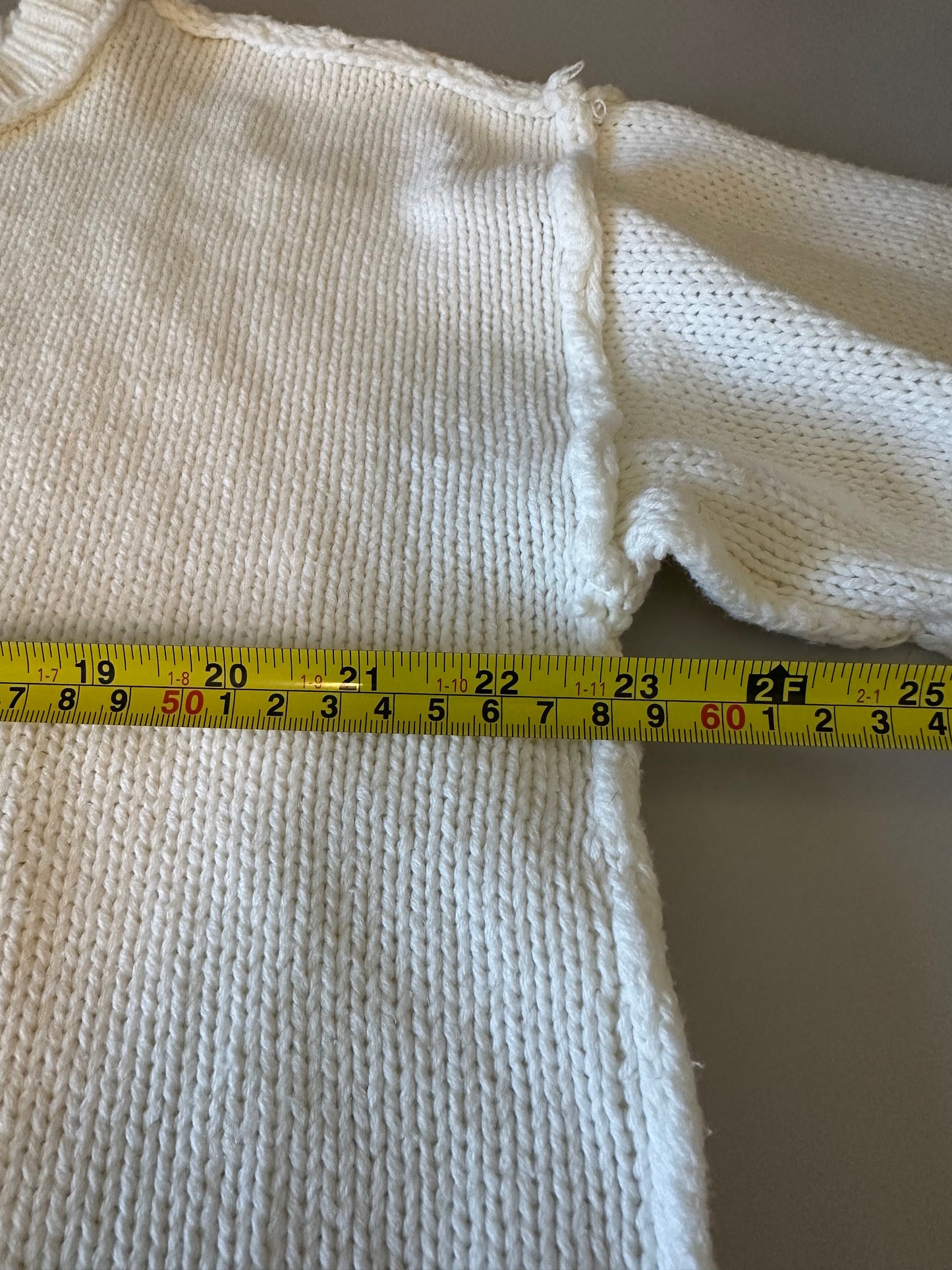 Olivaceous Cropped Cotton Cream Sweater | Size Small