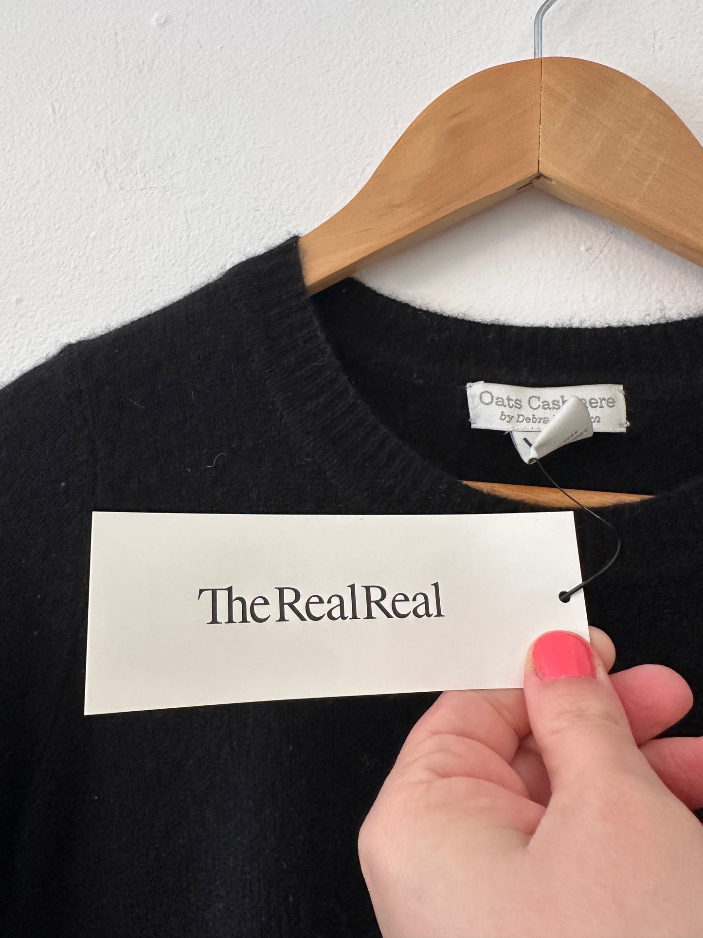 Oats Cashmere Black Cashmere Classic Crewneck Sweater | Size XS