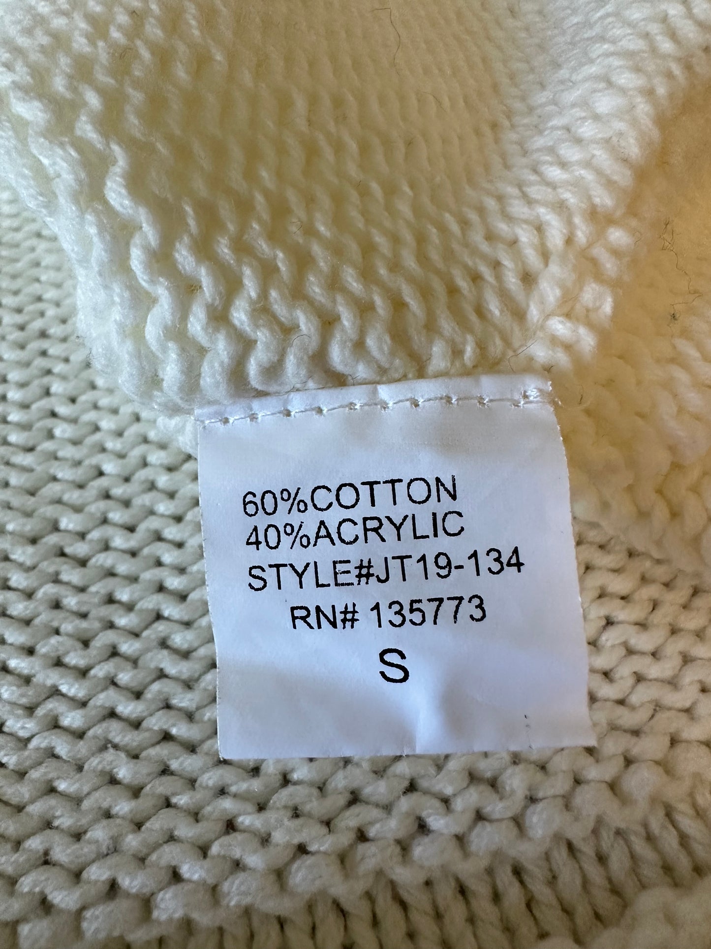 Olivaceous Cropped Cotton Cream Sweater | Size Small