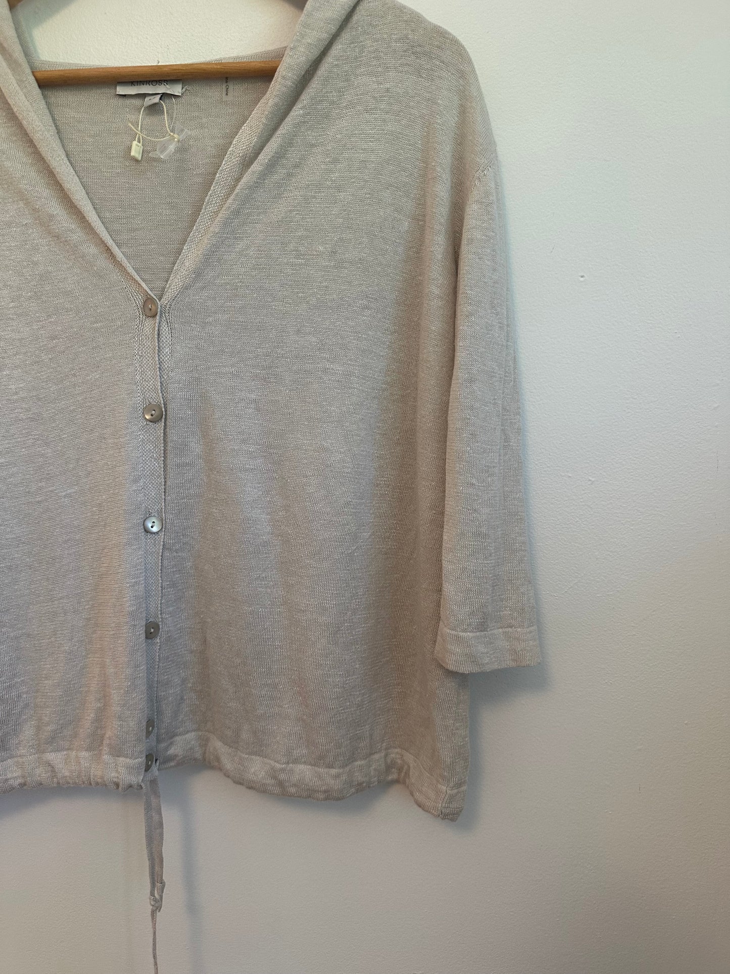 Kinross Hooded Linen Cardigan Sweater | Size Small