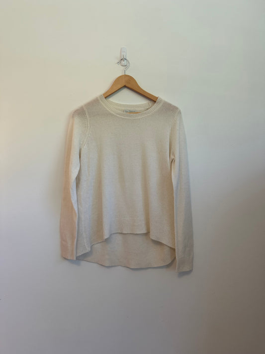 Oats Cashmere Mimosa High Low Crewneck Sweater in Ivory | Size Small