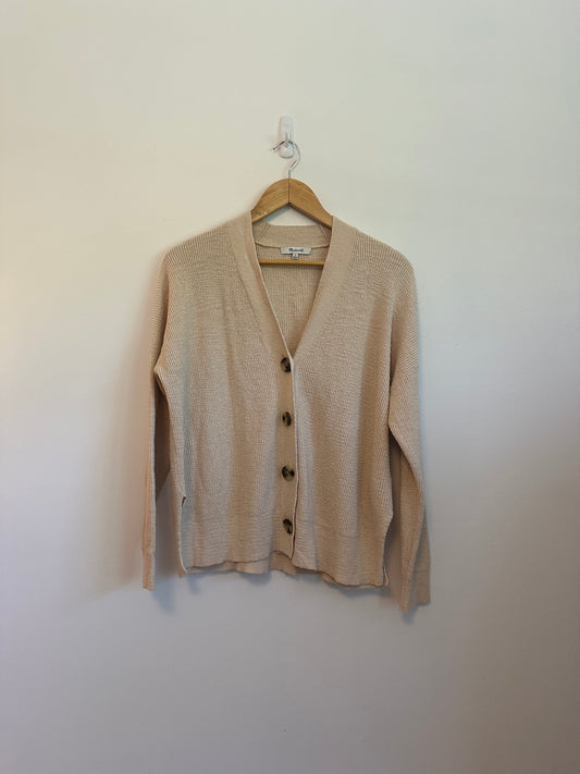Madewell Birchmoor Cardigan Sweater in Beige | Size Small