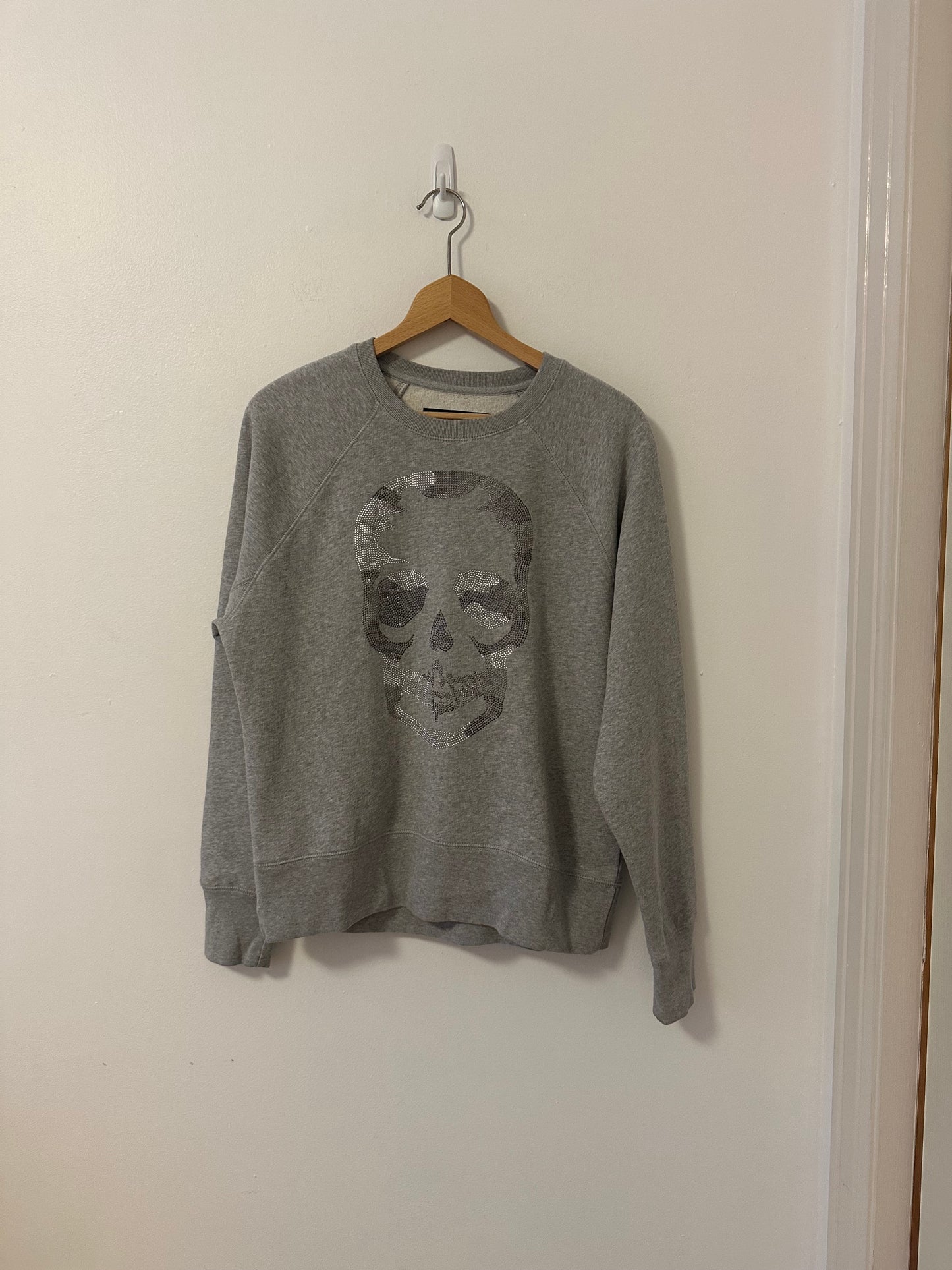 Zadig & Voltaire Gray Embellished Skull Sweatshirt | Size XS