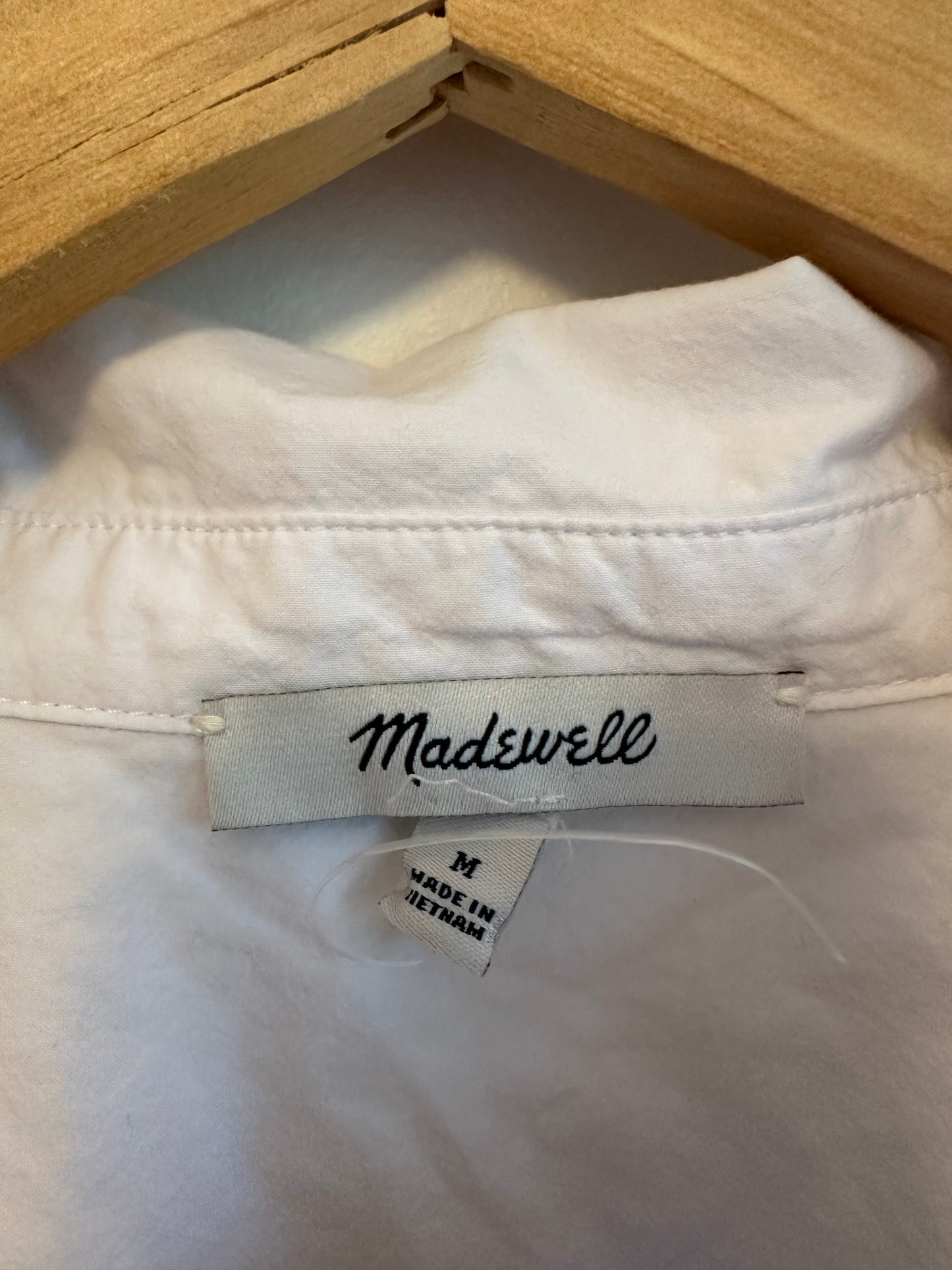 Madewell Button Down Cropped White Collared Shirt | Size Medium