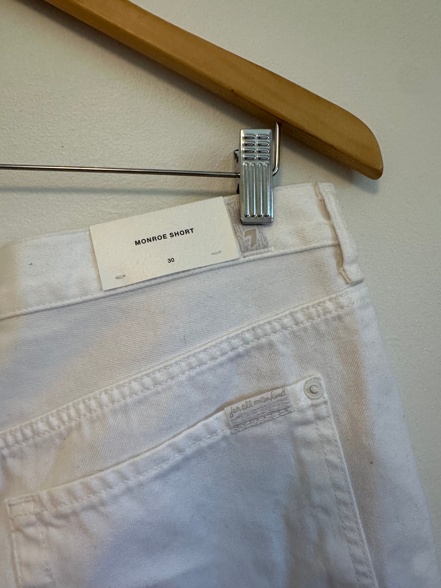 NWT 7 For All Mankind Monroe Cutoff Denim Shorts in Milkyway White | Size 29