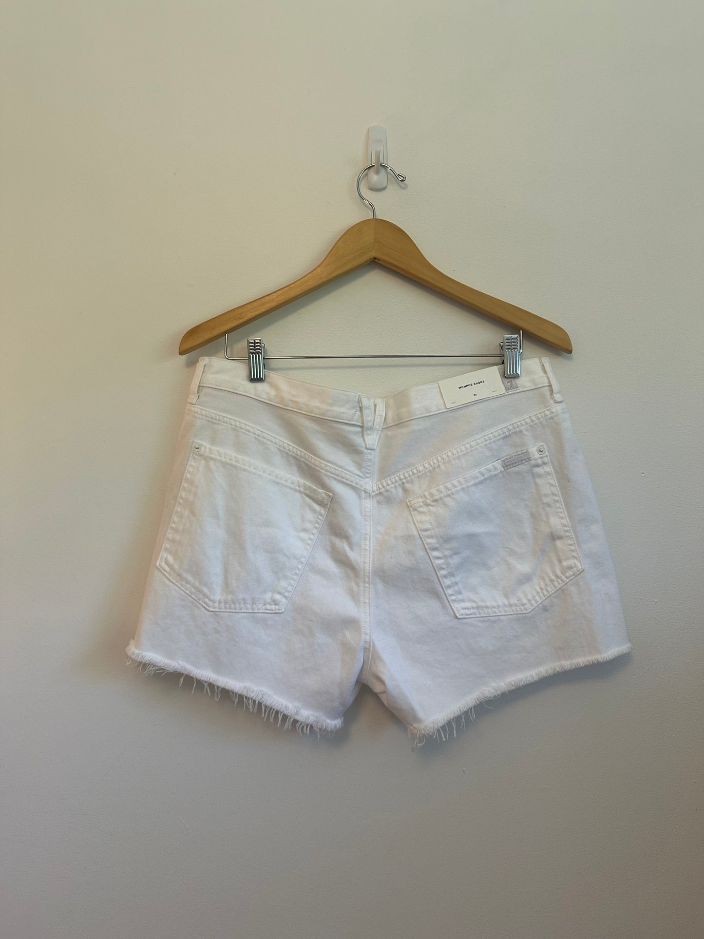 NWT 7 For All Mankind Monroe Cutoff Denim Shorts in Milkyway White | Size 29