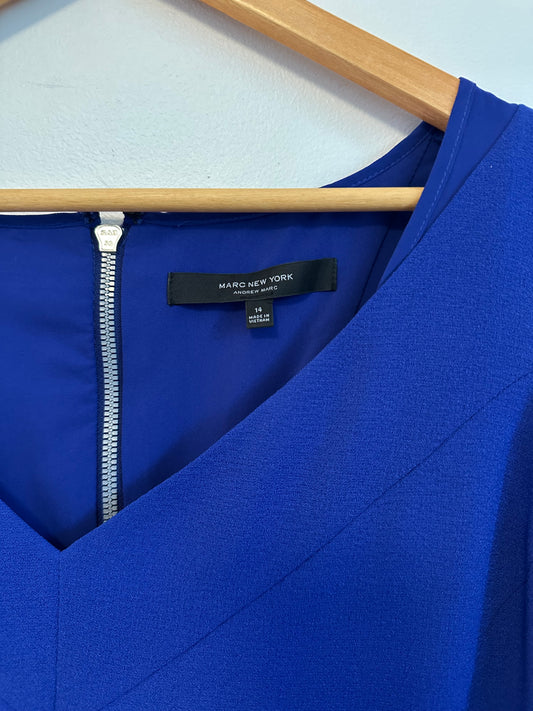 Marc New York Royal Blue Sleeveless V-Neck Sheath Dress | Size 14