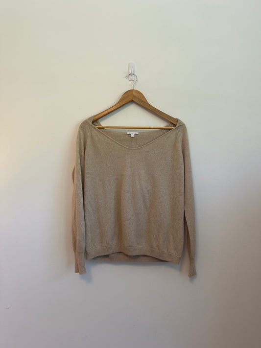 Minnie Rose Cashmere Hooded Tan Sweater | Size XS