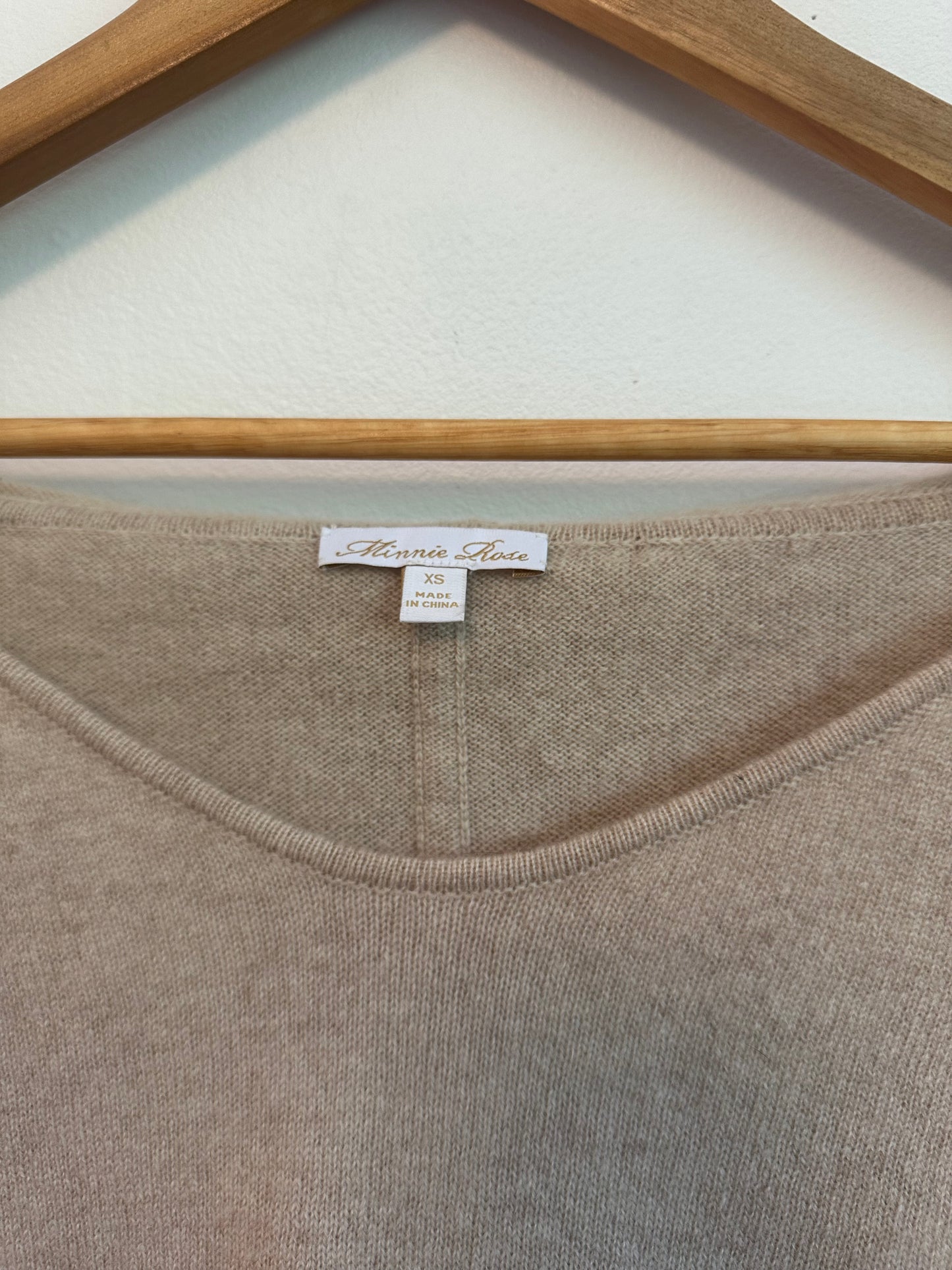 Minnie Rose Cashmere Hooded Tan Sweater | Size XS