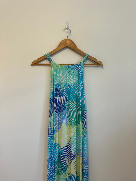 Tori Richard Honolulu Tropical Leaf Halter Maxi Dress | Size XL