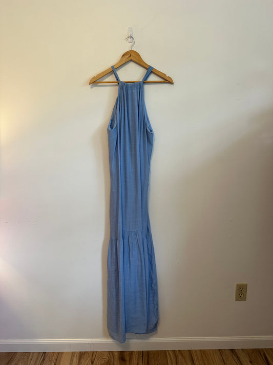 Treasure & Bond Blue Halter Tiered Maxi Dress | Size XL
