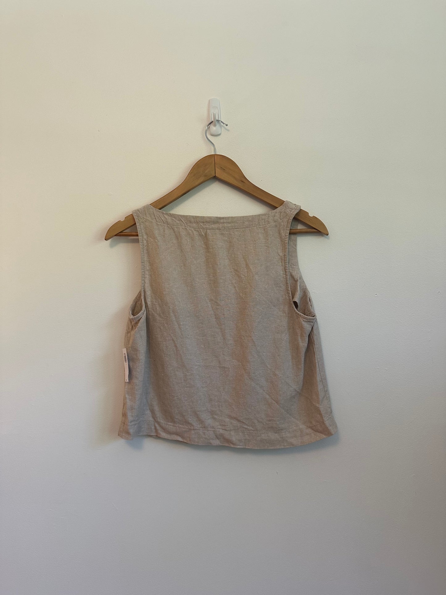 NWT Old Navy Sleeveless Linen-Blend Crop Top in Tan | Size Small