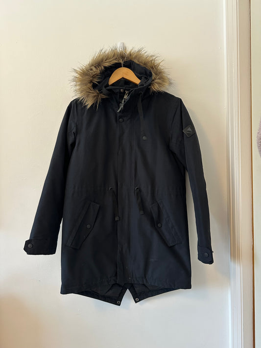 Burton Military Dovetail Hem Fur Hooded Parka in Navy | Size Small