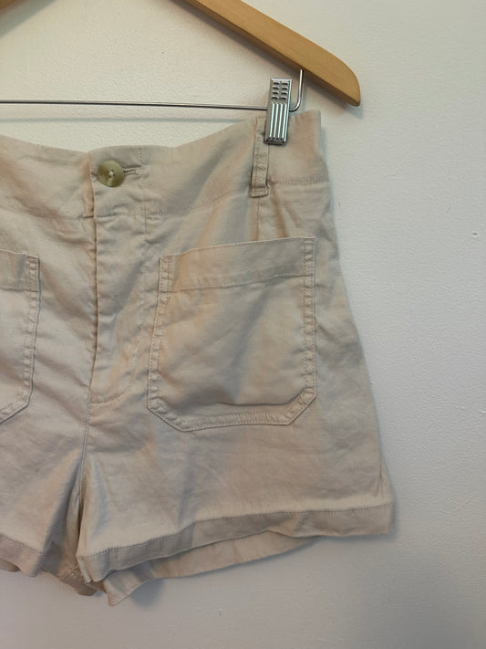 Anthropologie Colette Linen Blend High-Rise Shorts by Maeve in Beige | Size 31