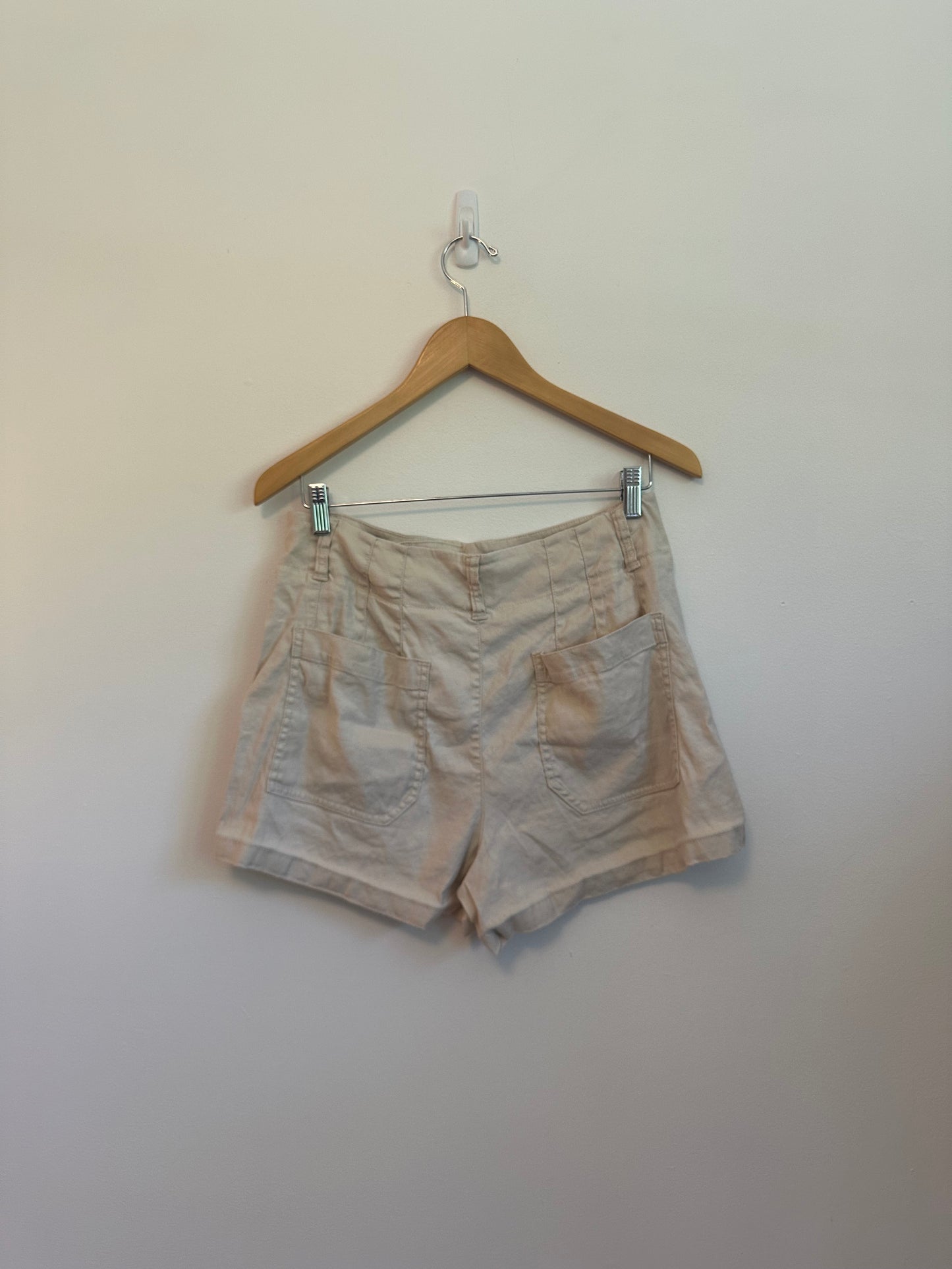 Anthropologie Colette Linen Blend High-Rise Shorts by Maeve in Beige | Size 31