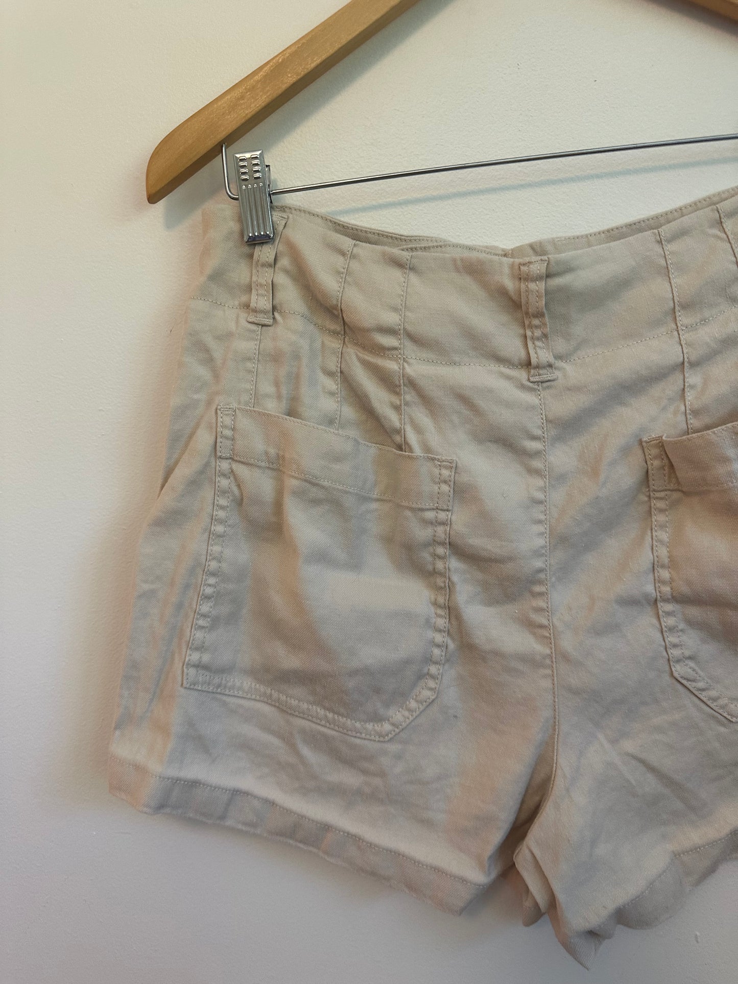 Anthropologie Colette Linen Blend High-Rise Shorts by Maeve in Beige | Size 31