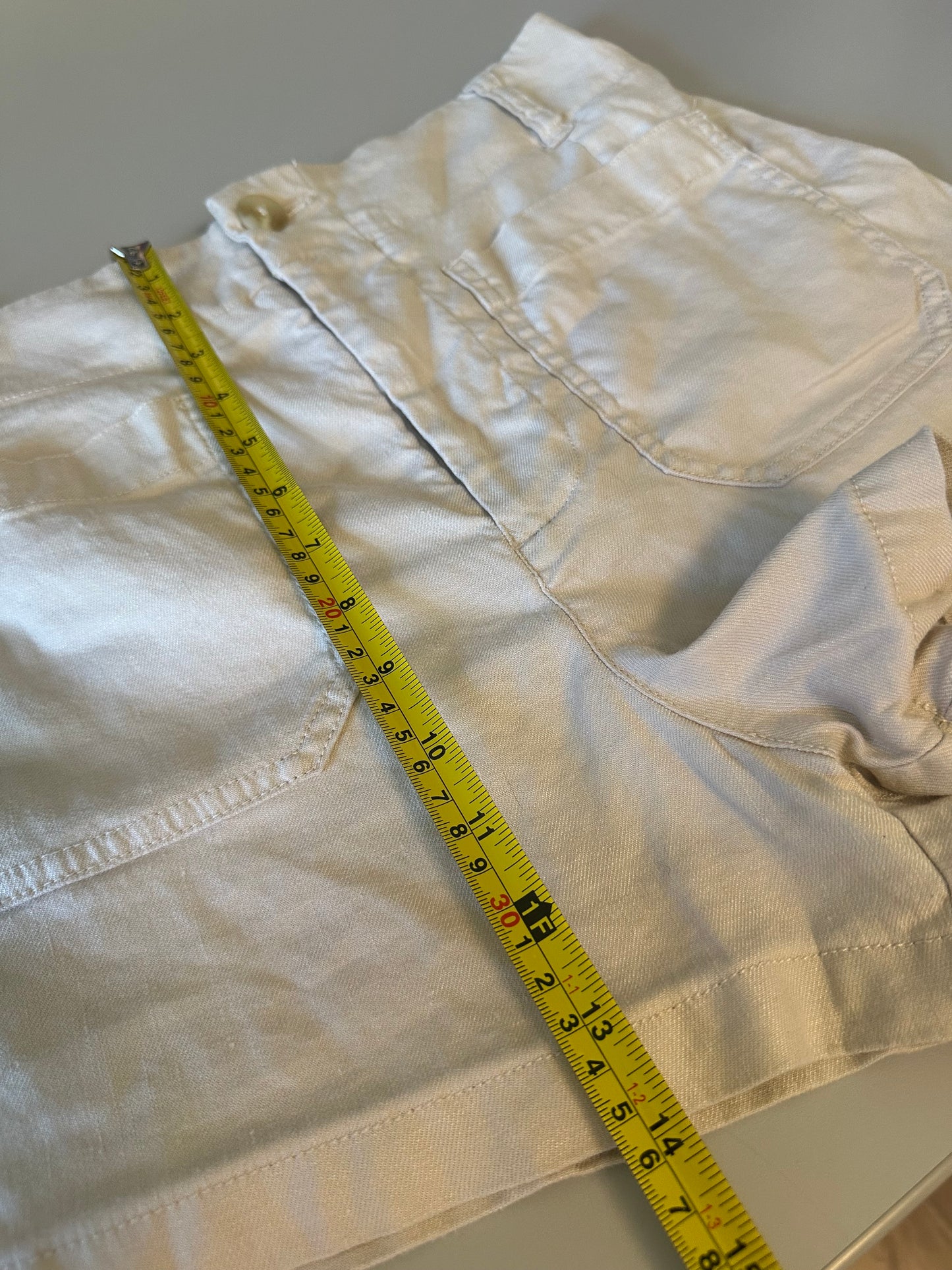 Anthropologie Colette Linen Blend High-Rise Shorts by Maeve in Beige | Size 31