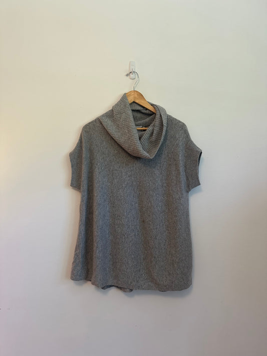 Vince Cashmere Cowl Neck Short Sleeve Gray Sweater | Size XS