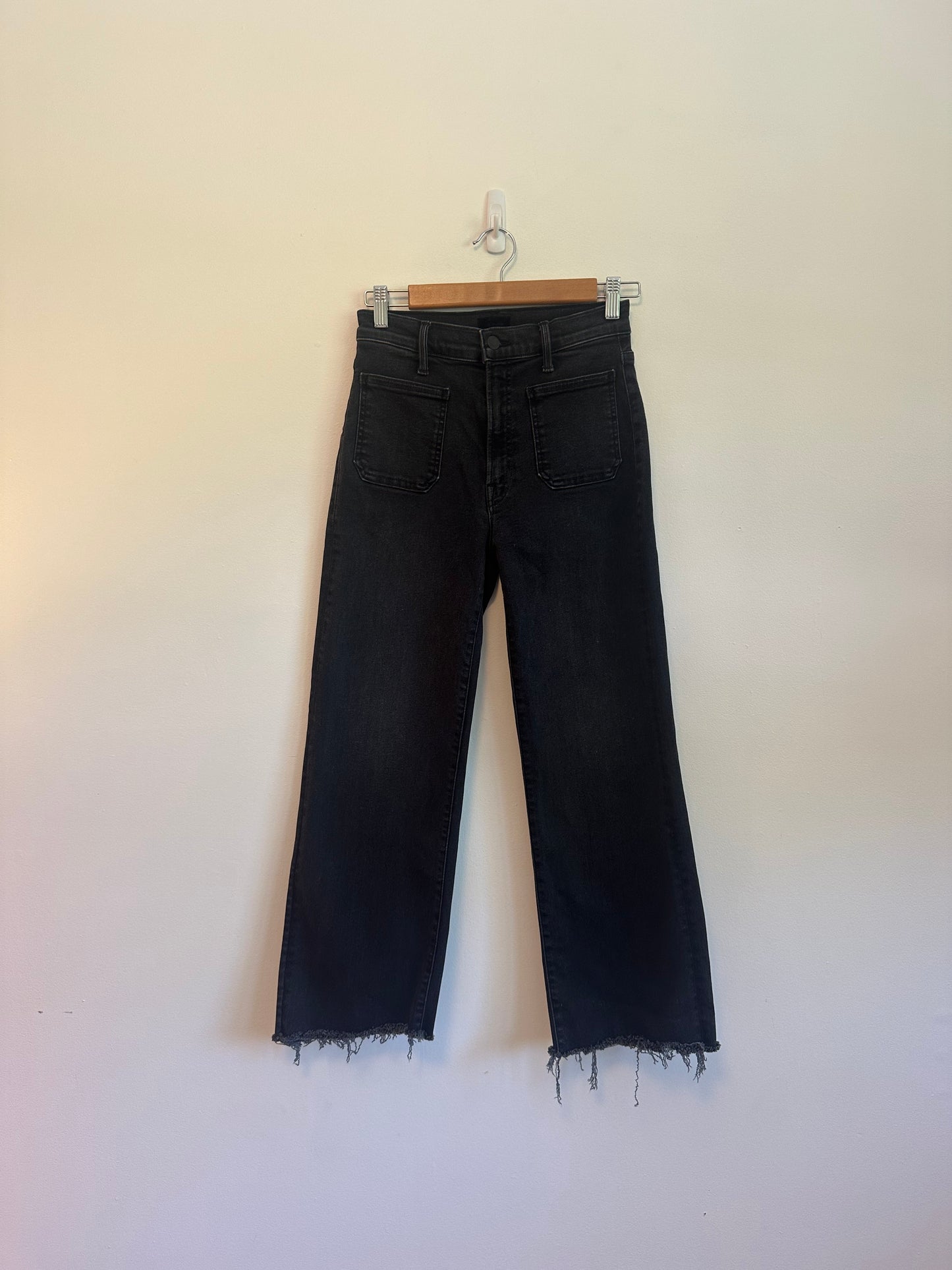 Mother Denim Patch Pocket Wide Leg Black Jeans | Size 26