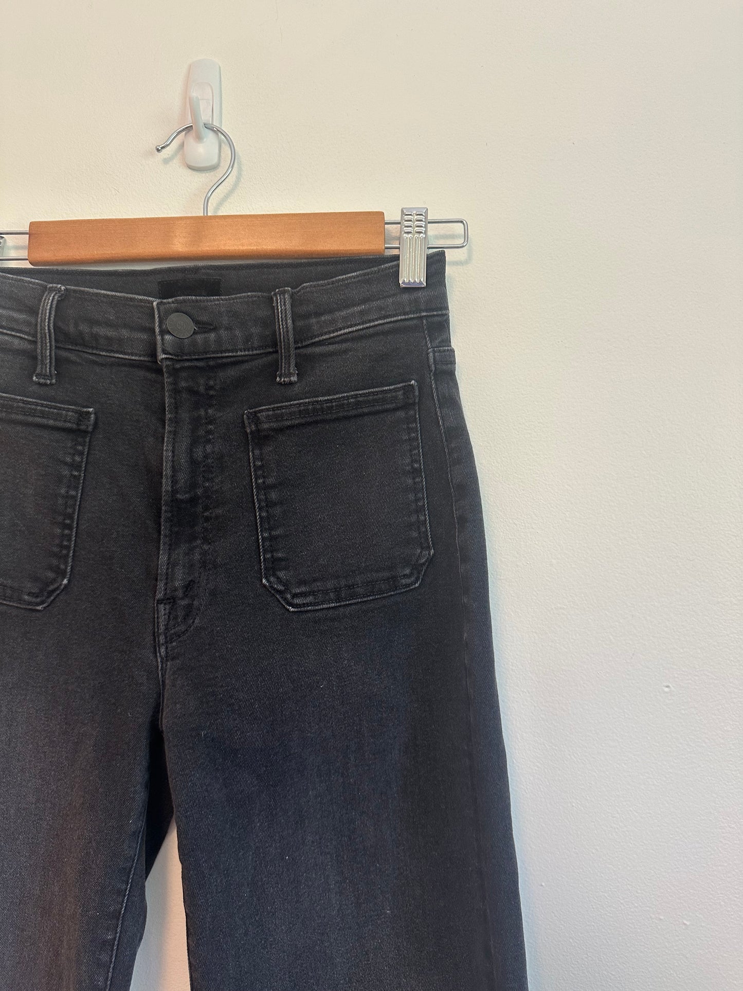 Mother Denim Patch Pocket Wide Leg Black Jeans | Size 26