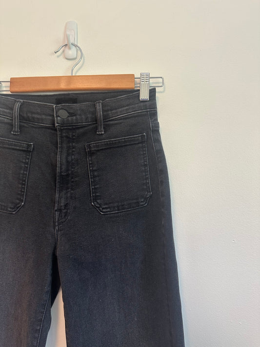 Mother Denim Patch Pocket Wide Leg Black Jeans | Size 26