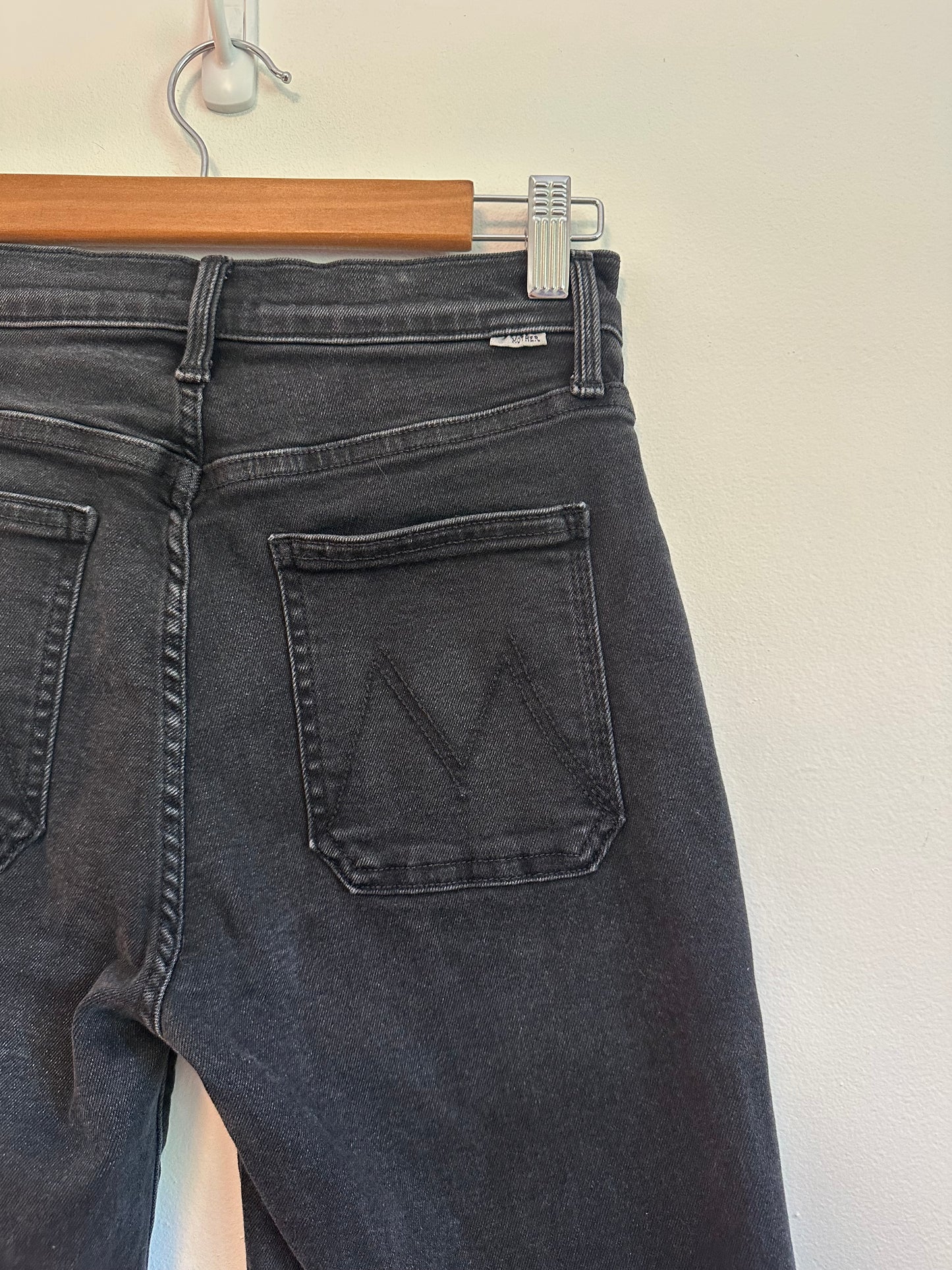 Mother Denim Patch Pocket Wide Leg Black Jeans | Size 26