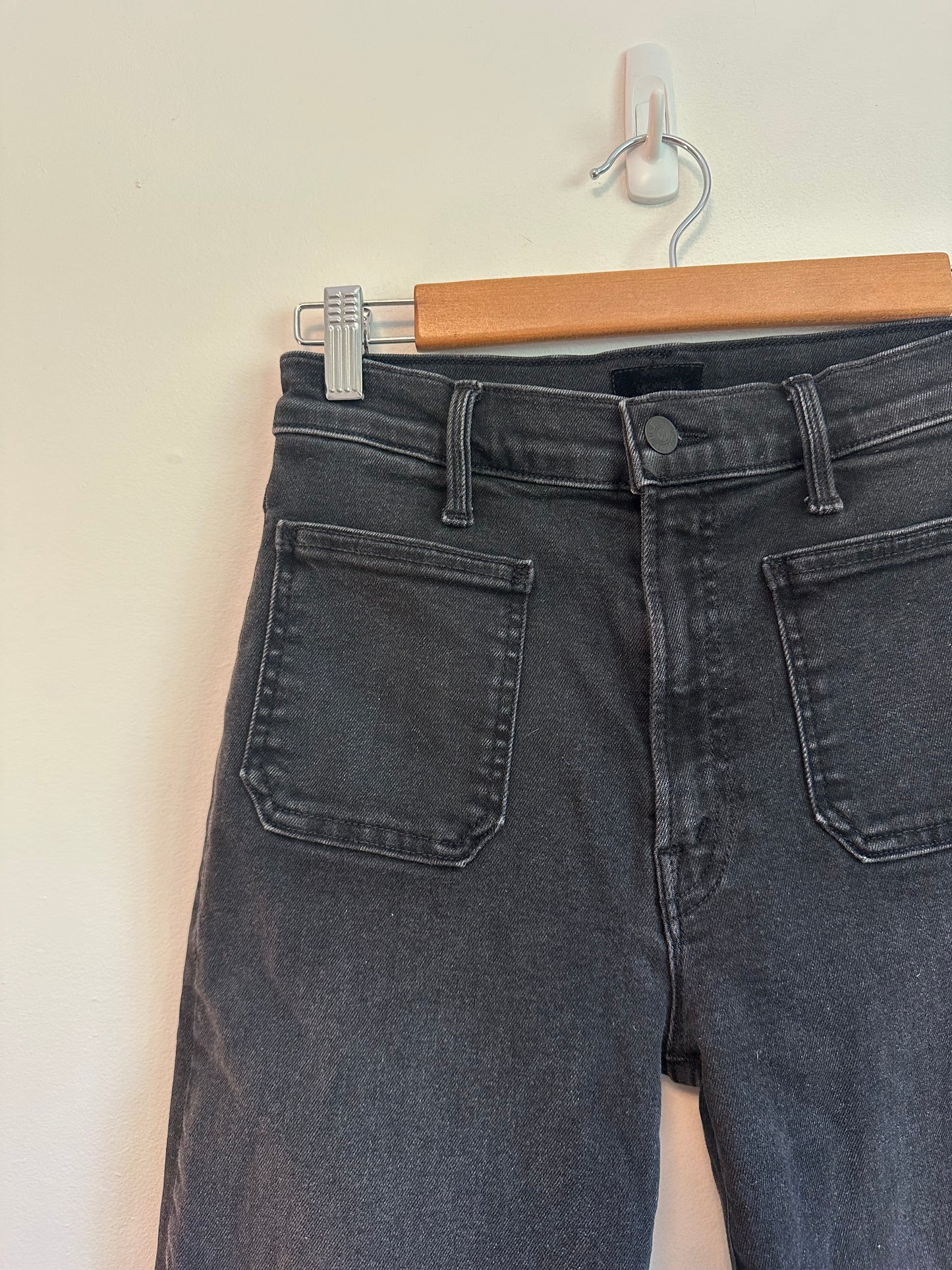 Mother Denim Patch Pocket Wide Leg Black Jeans | Size 26