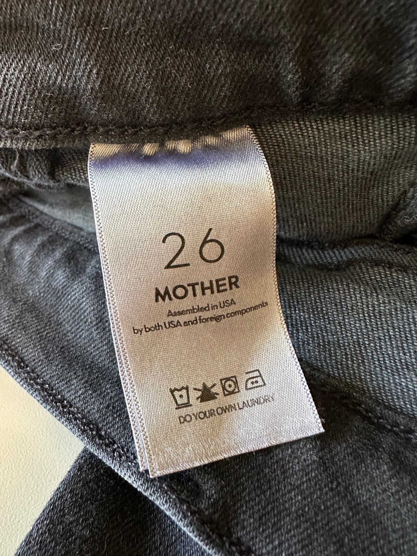 Mother Denim Patch Pocket Wide Leg Black Jeans | Size 26