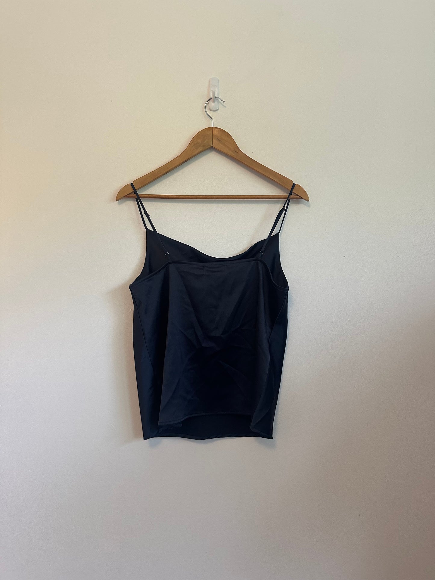 NWT Anthropologie RO&DE Navy Satin Cowl Neck Tank Top | Size Small
