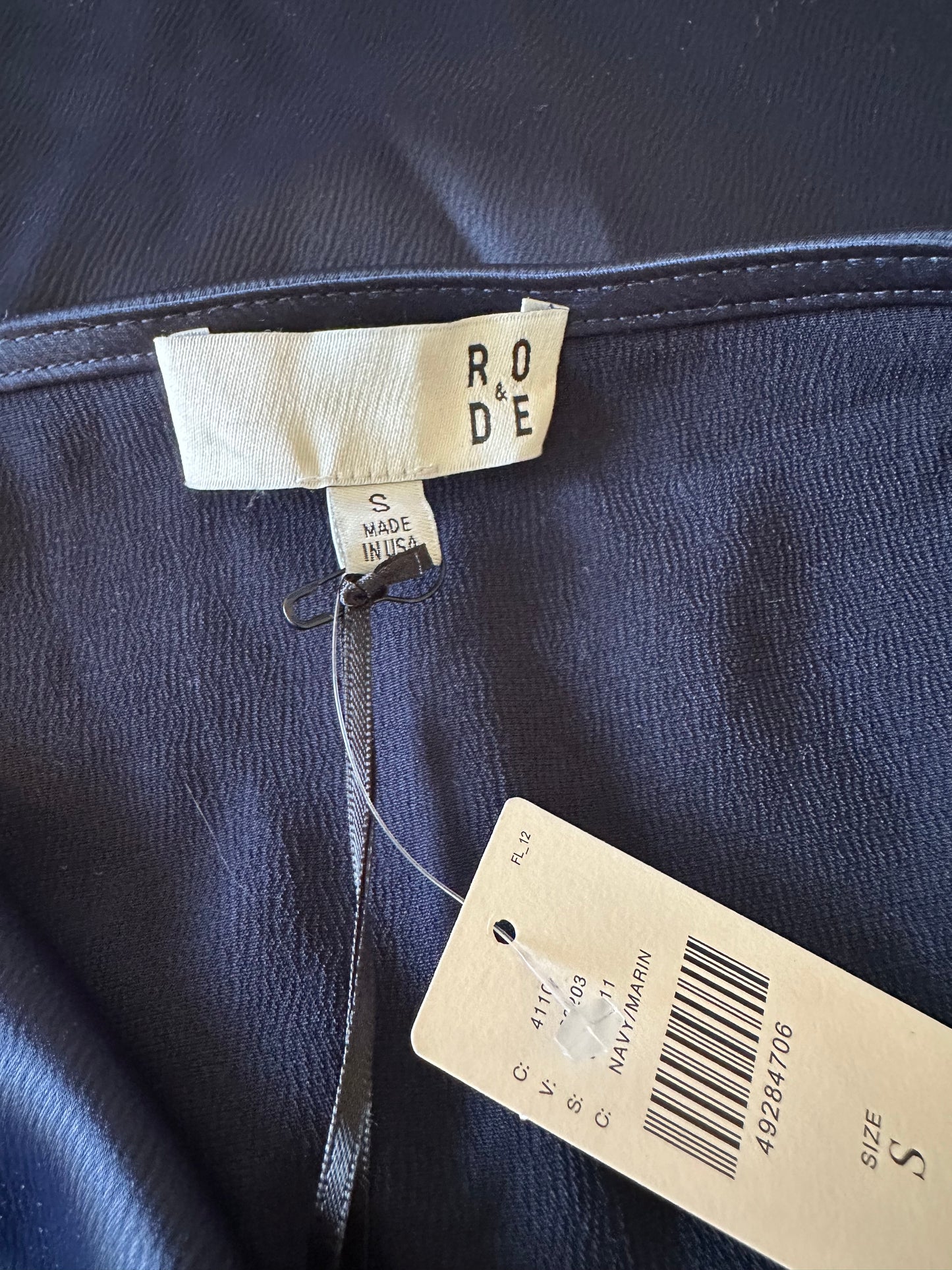 NWT Anthropologie RO&DE Navy Satin Cowl Neck Tank Top | Size Small