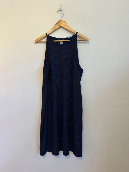 J.McLaughlin Navy Blue Wavy Jacquard Sleeveless Shift Dress | Size XL