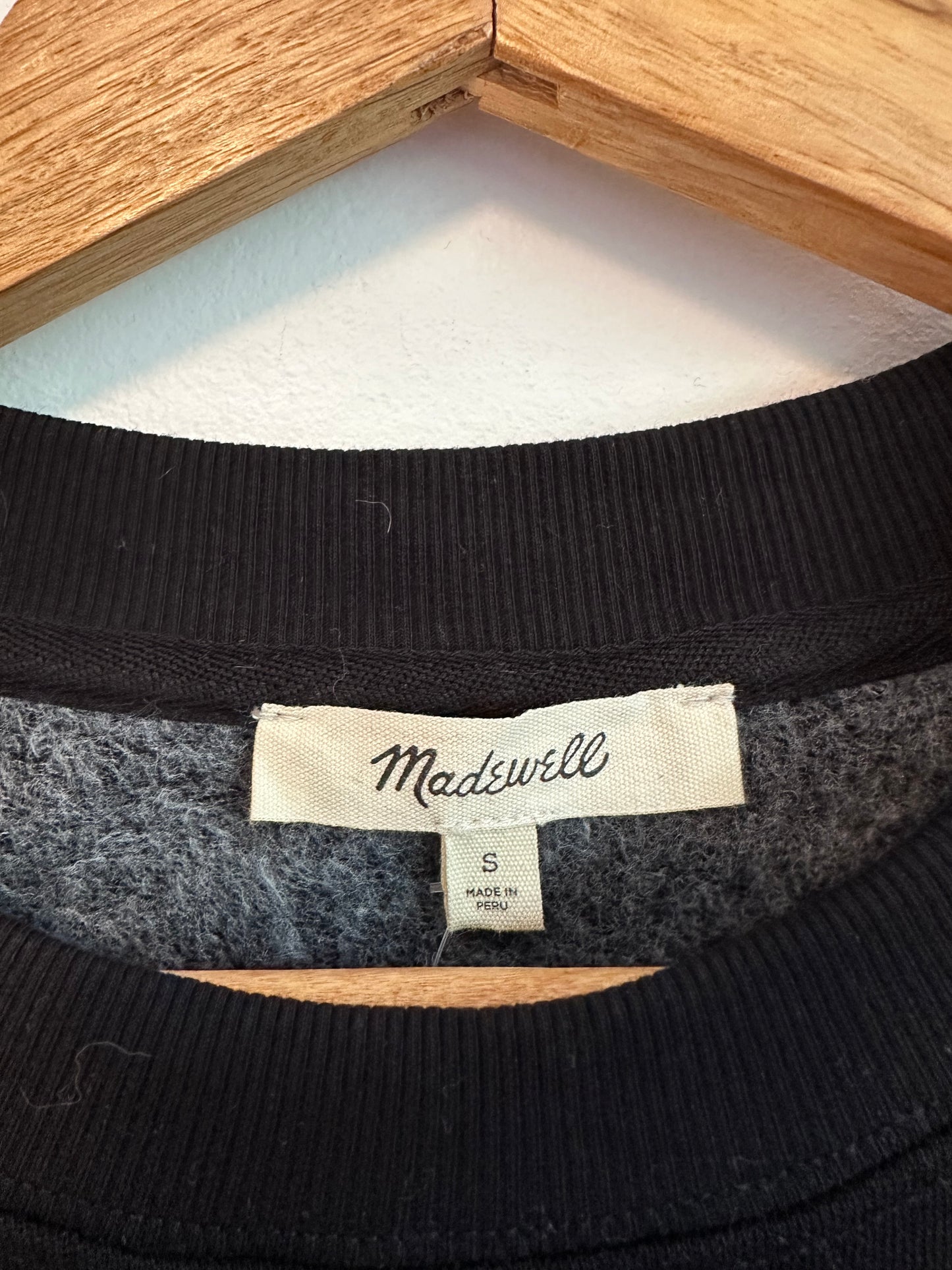 NWT Madewell Puff Sleeve Sweatshirt Tee in Black | Size Small