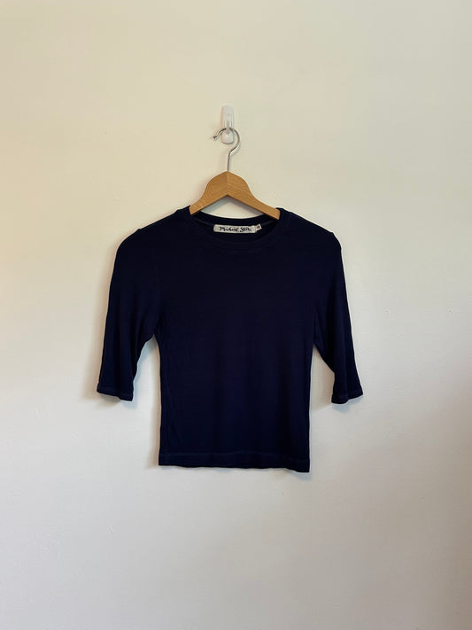 Michael Stars Mave Ribbed Top in Navy Blue