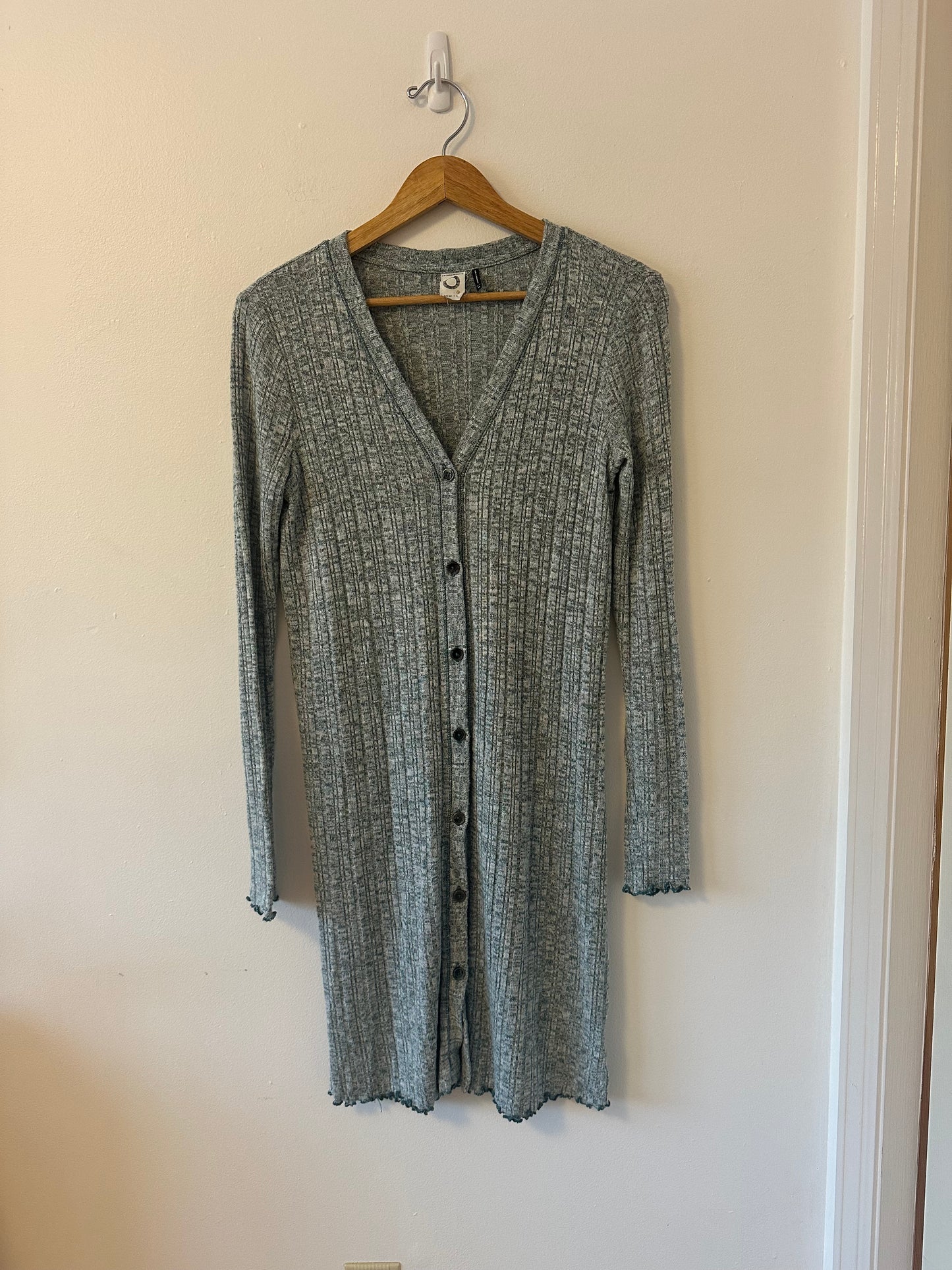 Akemi + Kin Chateaux Long Duster Cardigan in Seafoam Green | Size XS