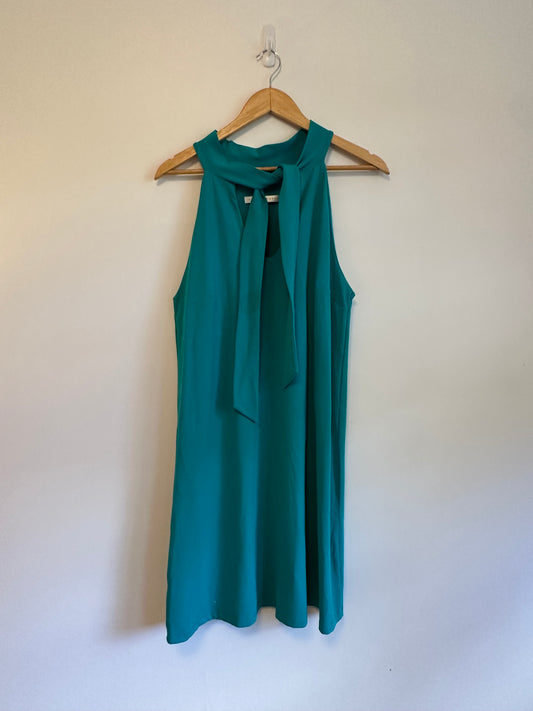 Susana Monaco Teal Tie Neck Halter Shift Mini Dress | Size XL
