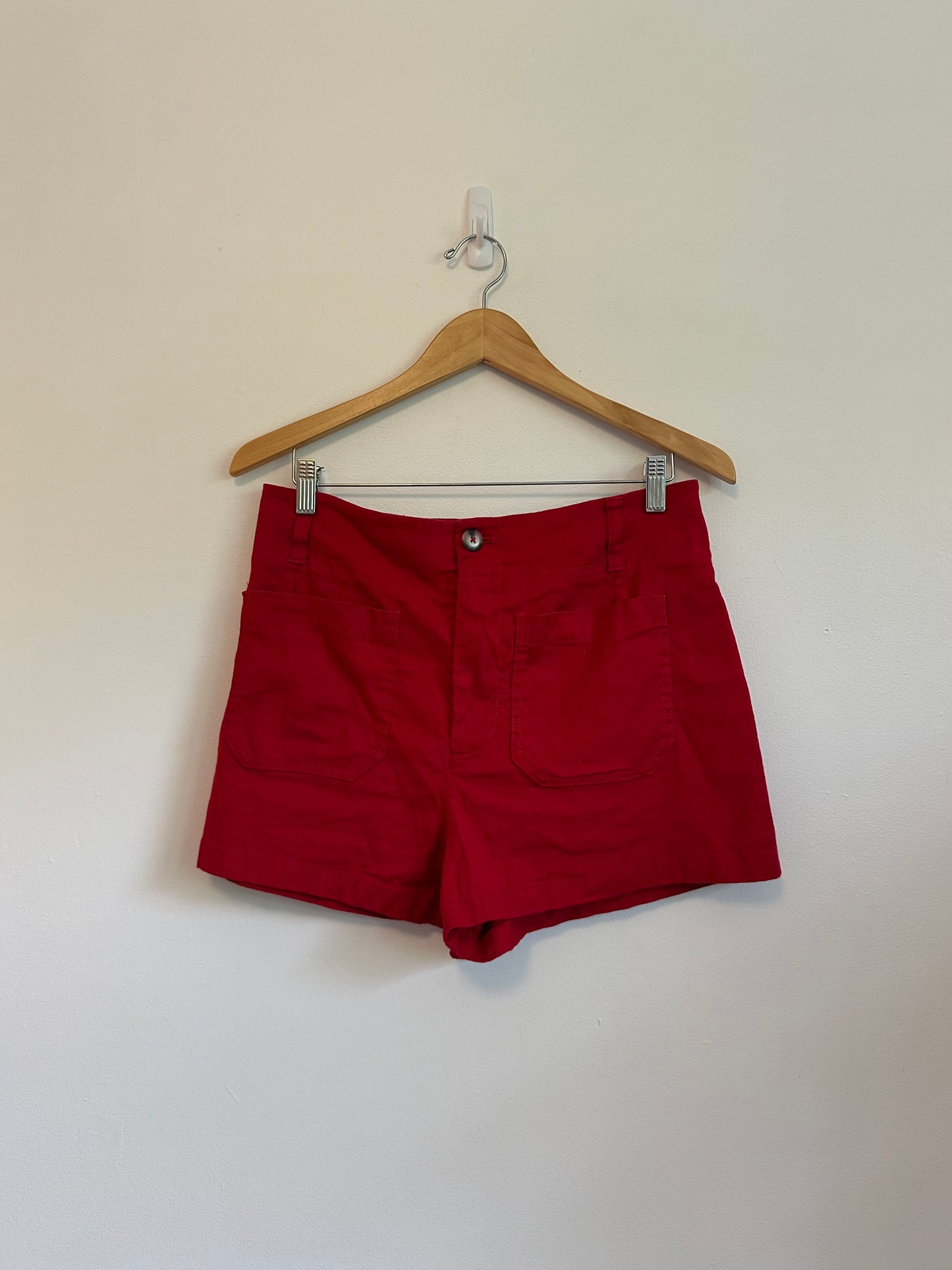 Anthropologie Maeve Colette European Linen Stretch Shorts in Red | Size 31
