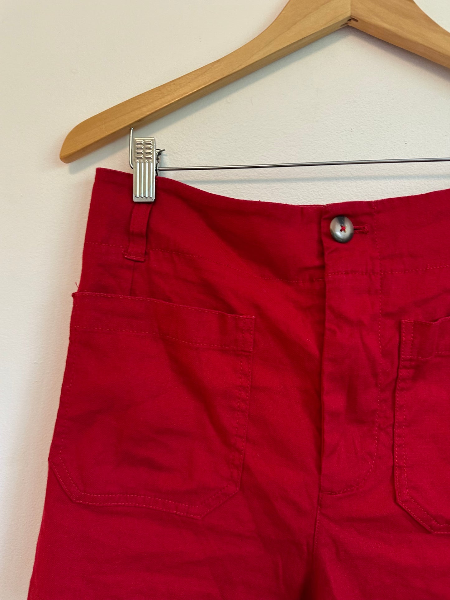 Anthropologie Maeve Colette European Linen Stretch Shorts in Red | Size 31
