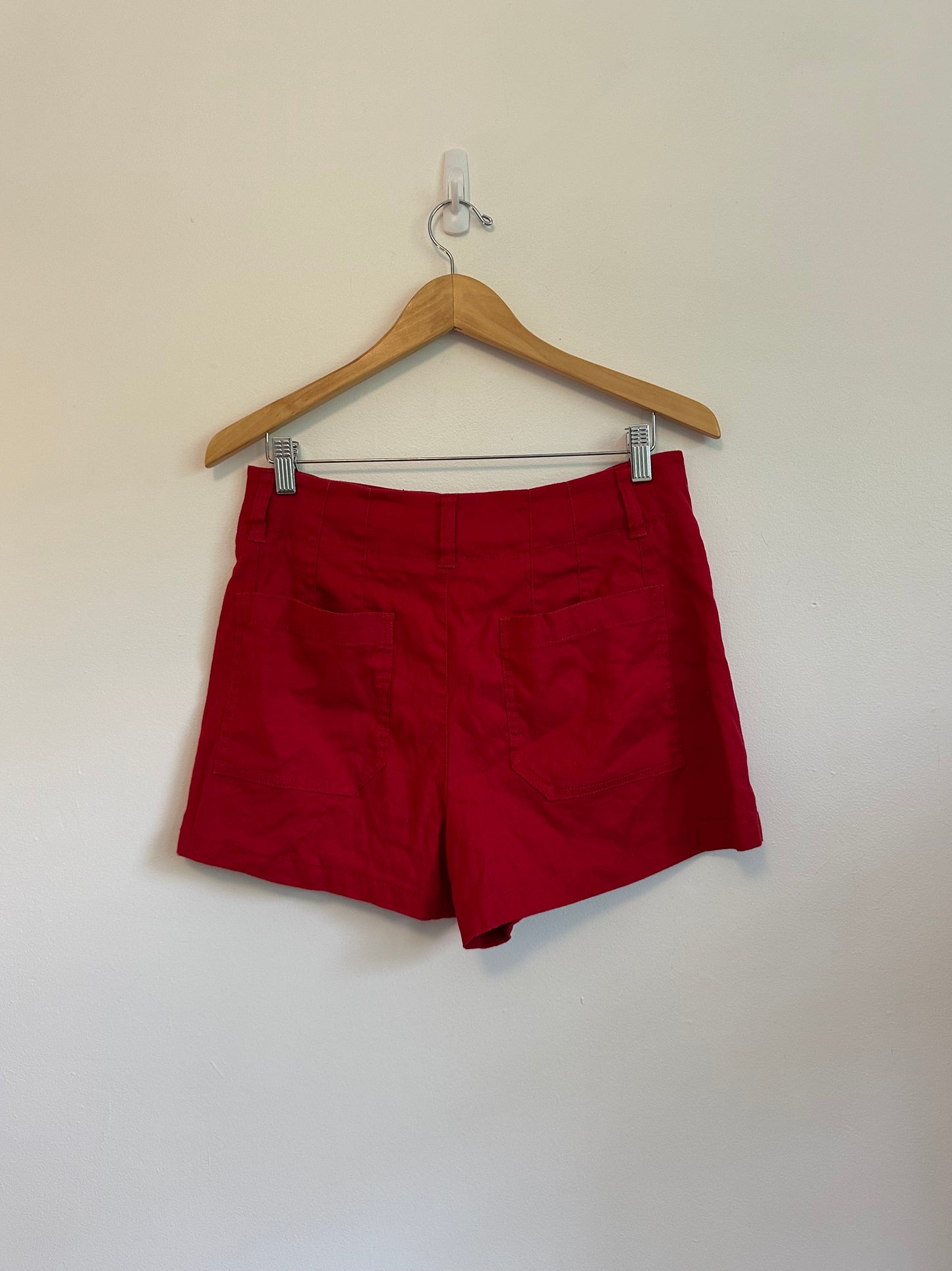 Anthropologie Maeve Colette European Linen Stretch Shorts in Red | Size 31