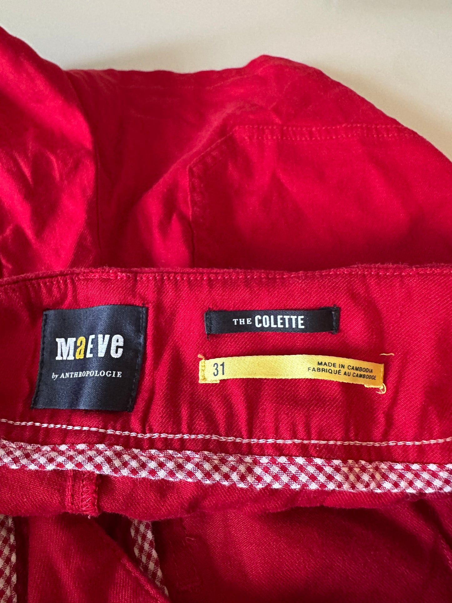 Anthropologie Maeve Colette European Linen Stretch Shorts in Red | Size 31