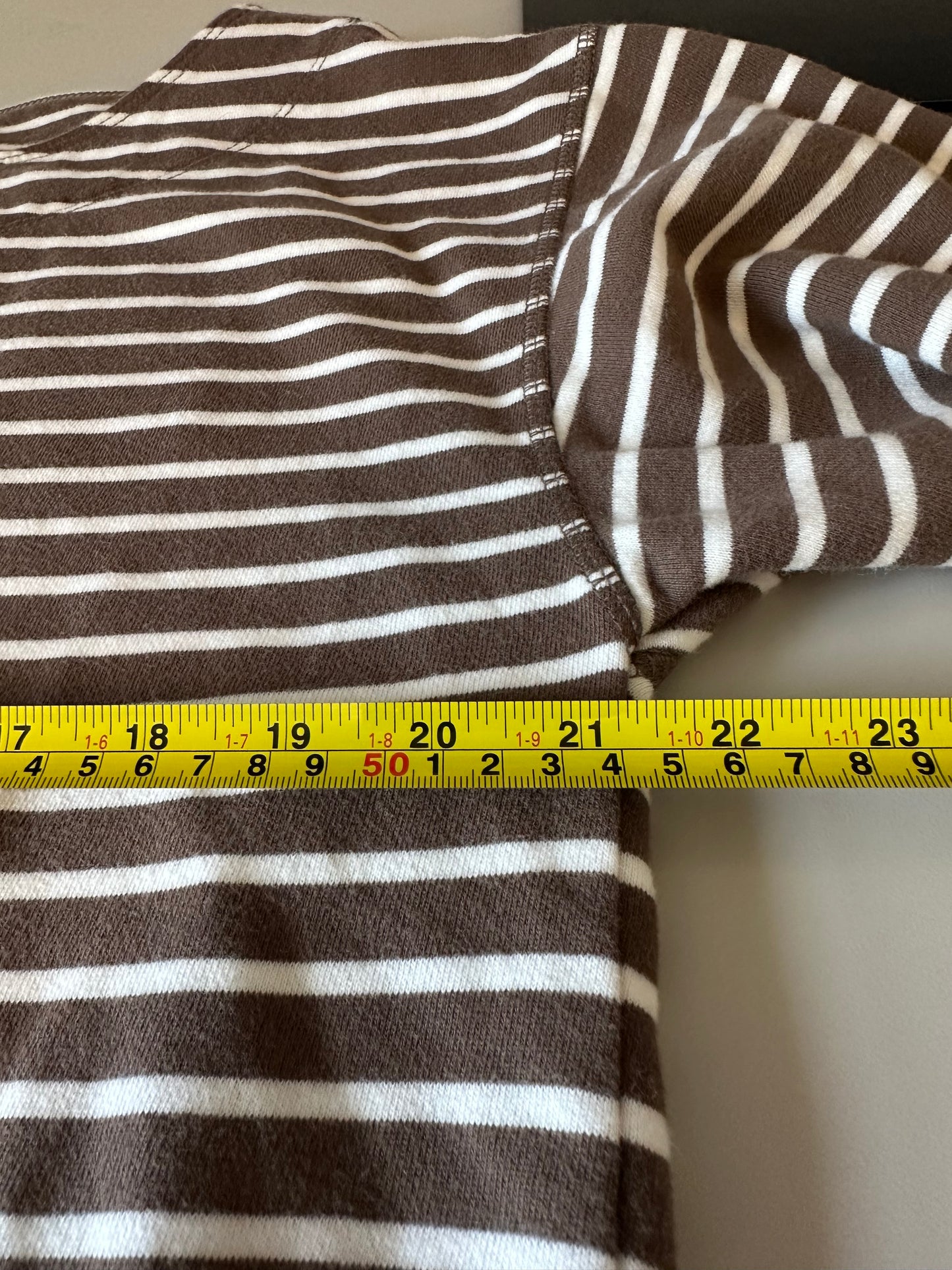 American Eagle Brown and White Stripes Boatneck Sweatshirt | Size XS