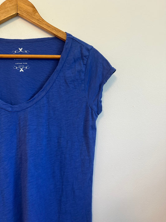 Velvet by Graham & Spencer Kira Original Slub Scoop Neck Tee in Blue | Small