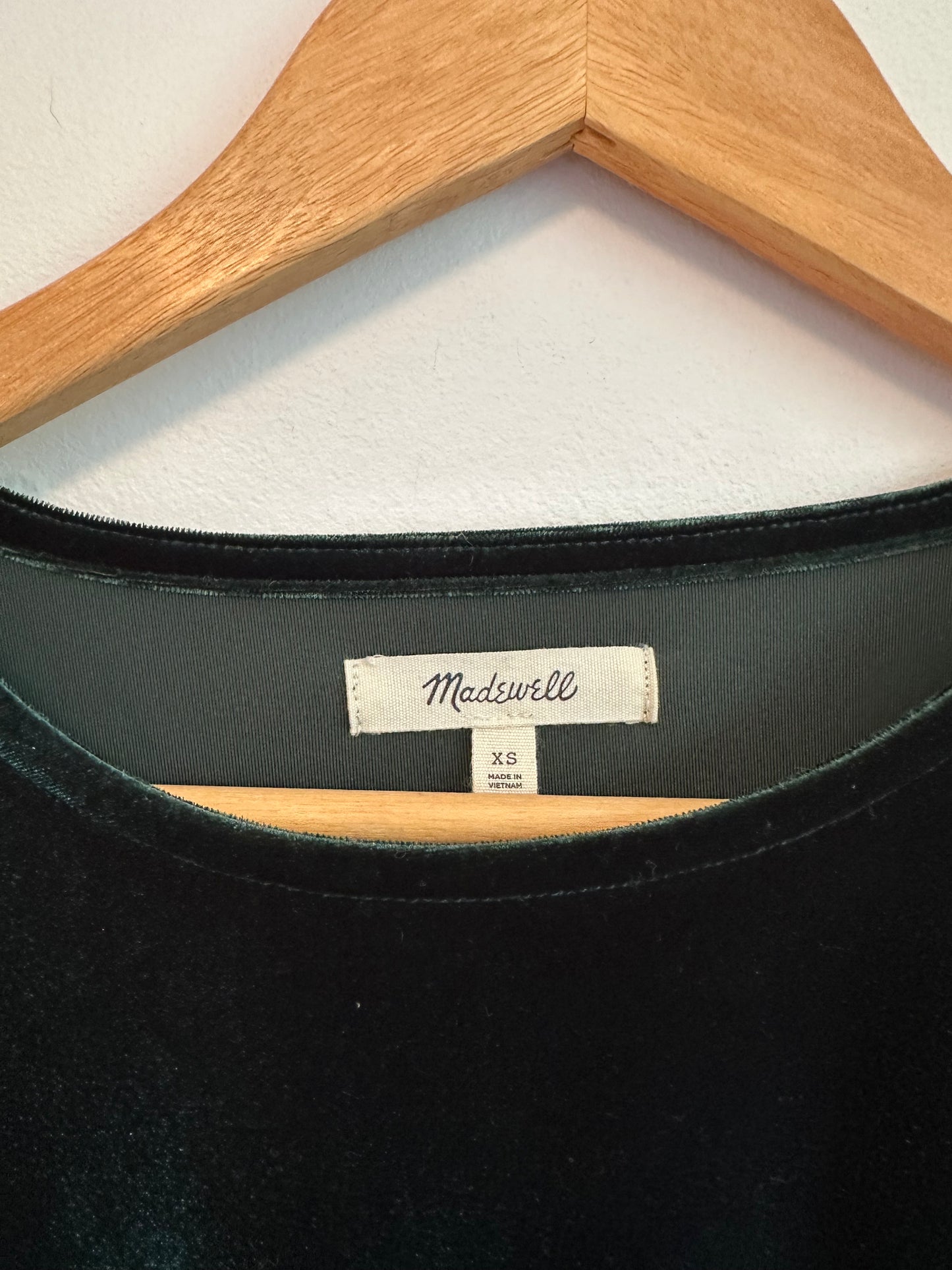 Madewell Velvet Butterfly Top in Smoky Spruce Green | Size XS